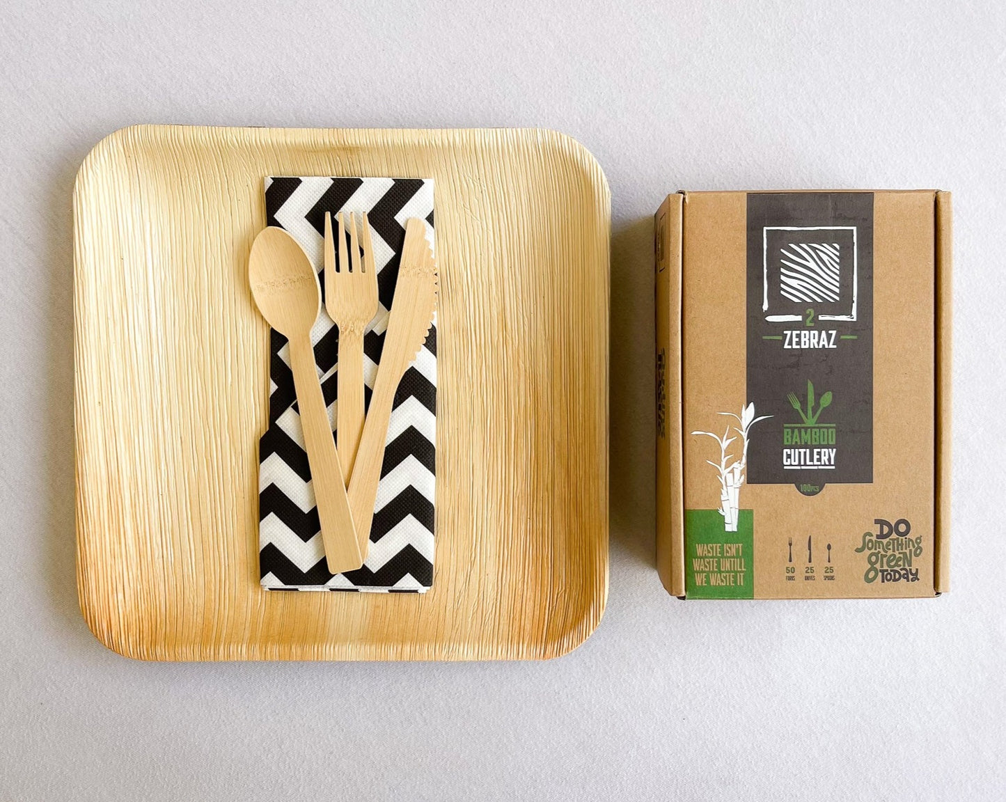 2ZEBRAZ Bamboo Cutlery Set - 300 Pieces | Durable, Natural Alternative to Plastic | Perfect for Parties, Picnics, and Daily Meals