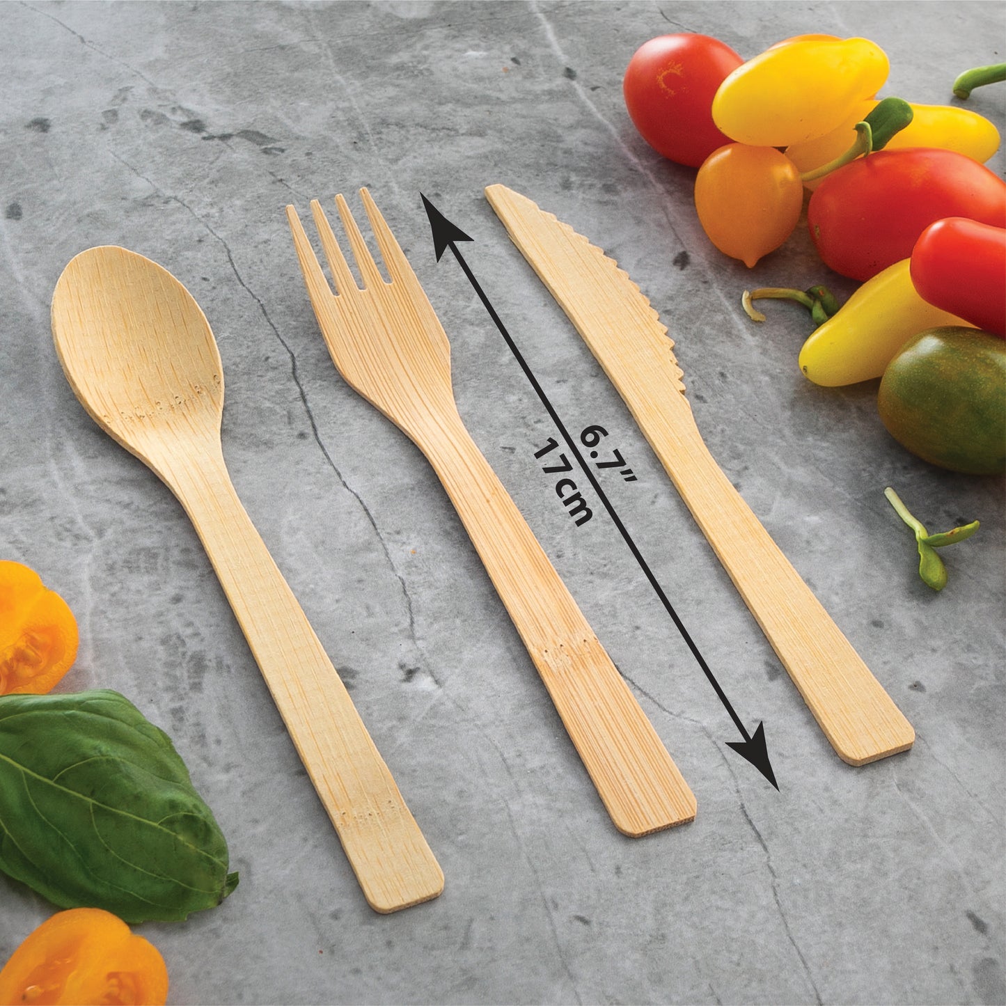 2ZEBRAZ Bamboo Cutlery Set - 100 Pieces | Durable, Natural Alternative to Plastic | Perfect for Parties, Picnics, and Daily Meals