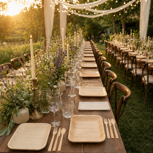 50-Guest Kit – Plates + Bamboo Cutlery
