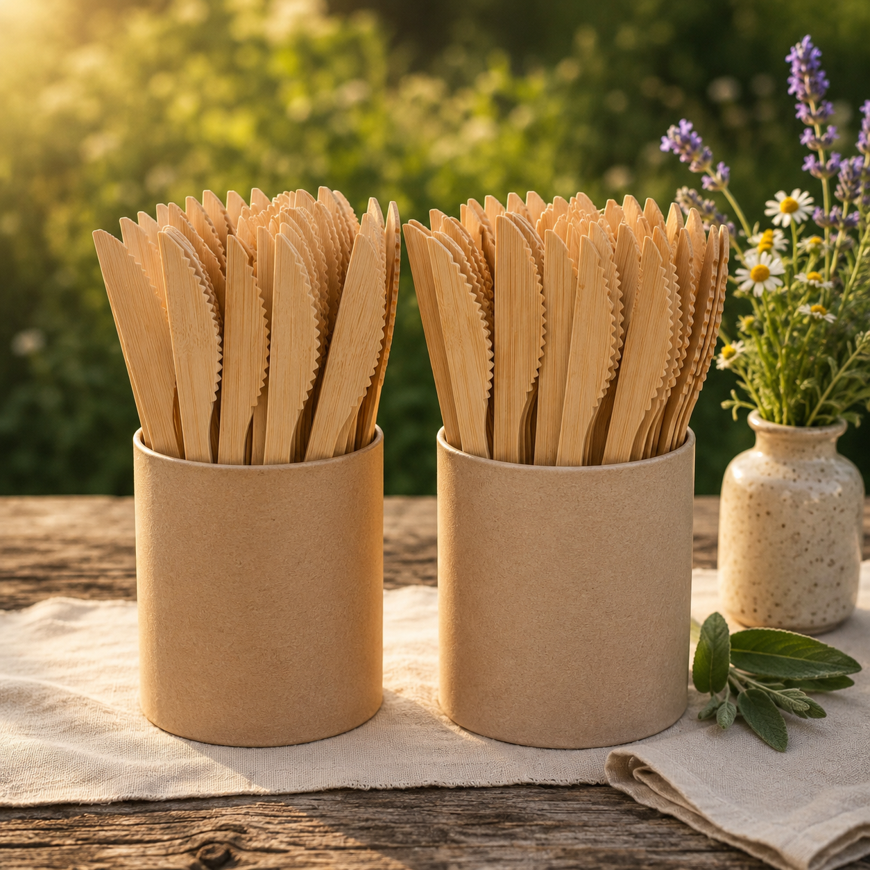 Bamboo Knives 100 Count – Heavy-Duty Compostable Flatware