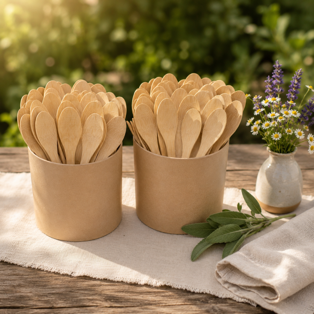 Bamboo Spoons 100 Count – Heavy-Duty Compostable Flatware
