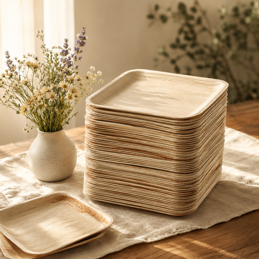 Palm Leaf Plates – 100 Pack, 10" Square