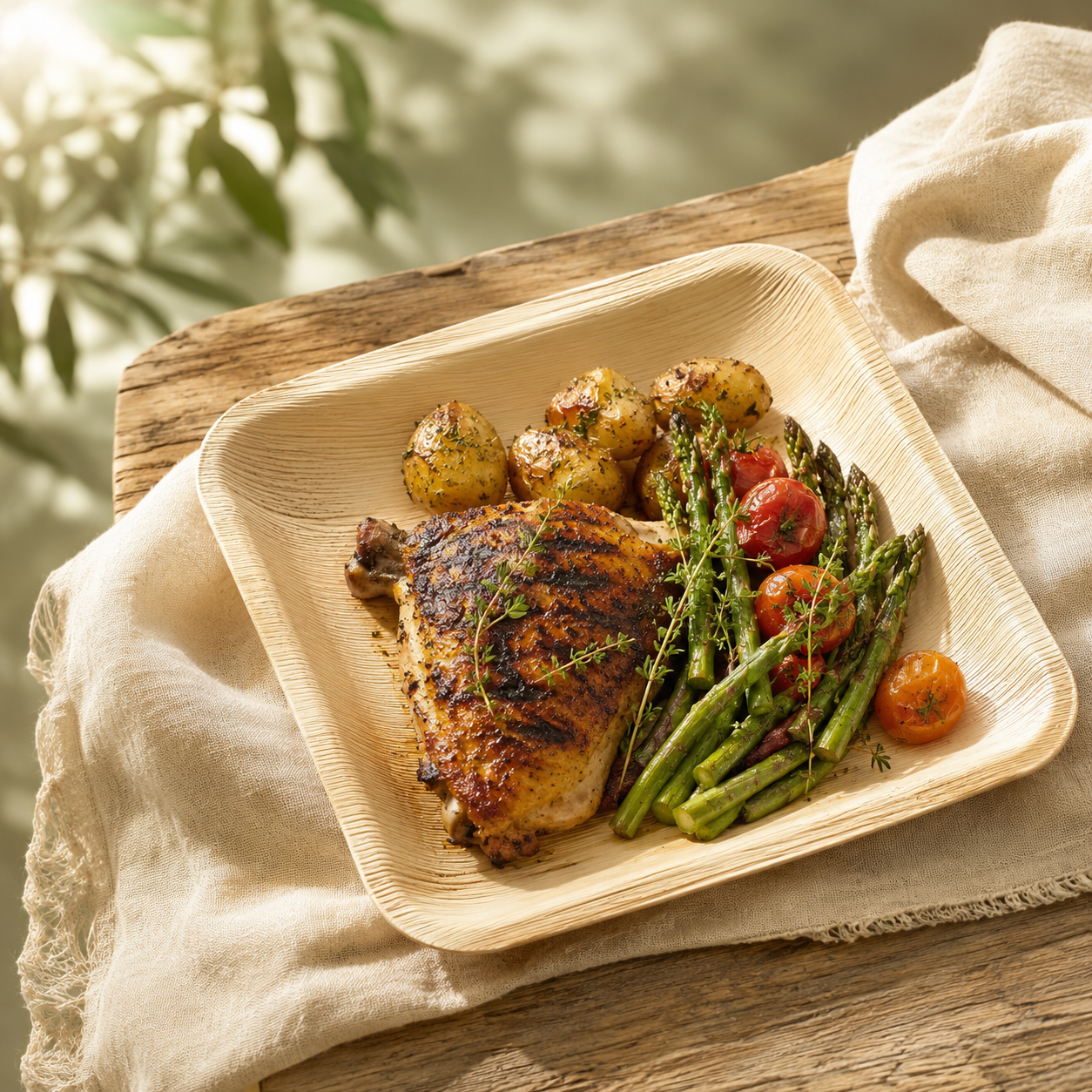 Palm Leaf Plates – 100 Pack, 10" Square